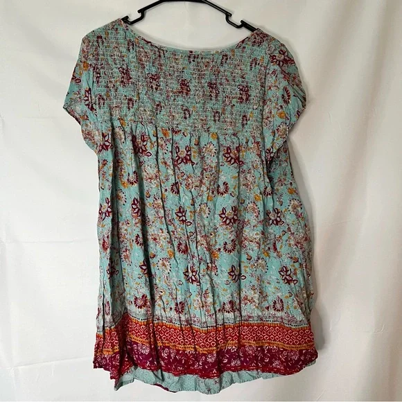 Faded Glory Blue Pleated Cap Sleeve Tunic - Picture 2 of 5